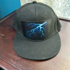 Black Cap with Blue Lightning Design